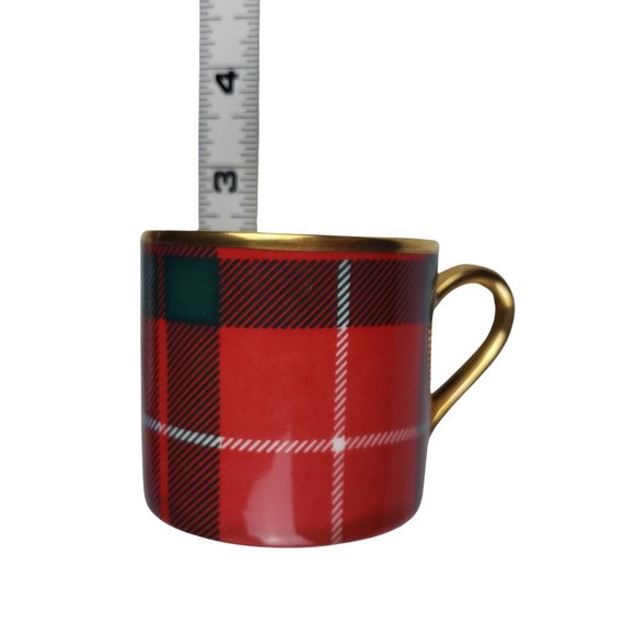 Fox Tartan Plaid Green Red Demitasse Cup Saucer Sets English Bone China Fraser - Picture 11 of 11